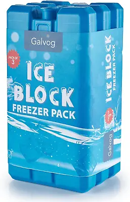 Galvog® Ice Packs/Freezer Blocks 200Mlx3 For Cool Boxes/Lunch Bags - Reusable Sl • £9.76