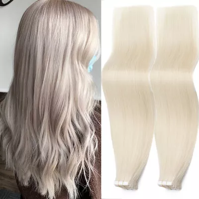 Thick 200G Tape In Remy Human Hair Extensions Full Head Skin Weft Blonde Ombre • $14.98