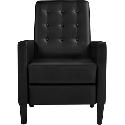 Faux Leather Recliner Sofa Modern Adjustable Back & Footrest Living Room Black • $99.99