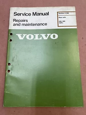 OEM 1975- Volvo 240 260 Service Manual Rear Axle Repairs Maintenance Book (USED) • $13.50