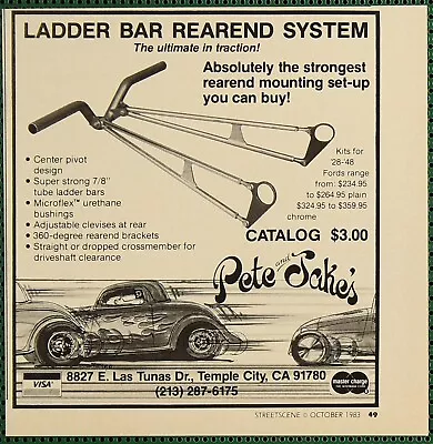 Pete & Jake Street Hot Rod Ladder Bar Rearend System Vintage Print Ad 1983 • $5.25