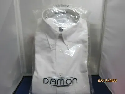 Men's White  Damon Half Sleeve Dress Shirt Size 16 New Super Fast Ship • $6.99