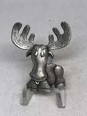 Vintage Jj Signed Pewter Moose Brooch Pin • $14.99