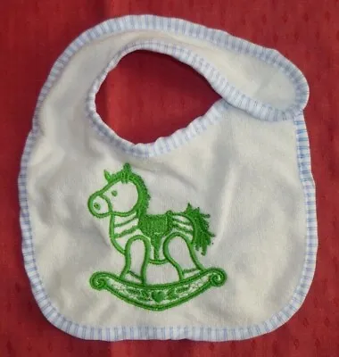 New Baby Bib Rocking Horse Embroidered Design Size New Born • £4.55