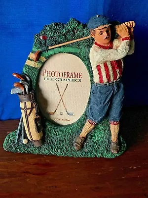 Vintage Golfer 9 Iron Golf Roller Bag Clubs Picture Frame By Figi  8/7 ❤️m9 • $14