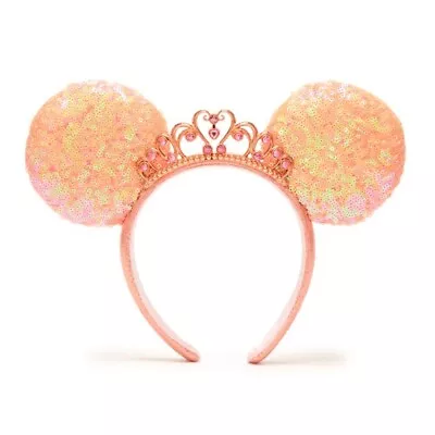 Pink Sequin Minnie Mouse Headband Tiara Princess Crown Disney* Parks Ears • £25.95