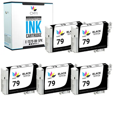 5PK Black Ink Cartridges For Epson 79 T079 Fits Stylus Photo 1400 Artisan 1430  • $16.49