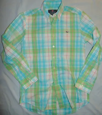 Mens NWOT Vineyard Vines Long Sleeve Whale Shirt Spring Color Plaid Slim Fit S • $28.50