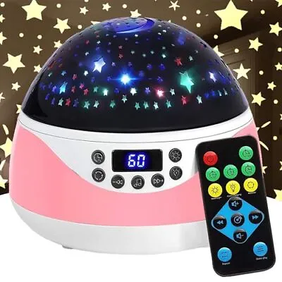 RTOSY Star Projector Night Light For Kids With Music & Timer Baby Sleep Pink • $44.04