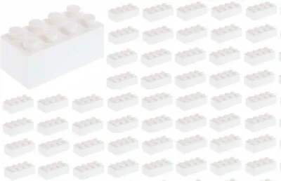 $13.99 • Buy ☀️50x NEW LEGO 2x4 WHITE Bricks (ID 3001) BULK Parts Star Wars Snow Ice Building