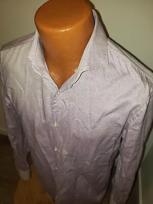 (15.5 34/35) Mens Hugo Boss Dress Shirt Pink Blue X O SHARP Slim Fit Polka Dot • $10