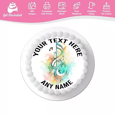 Musical Note Symbol Personalised Cake Icing Topper Edible Cupcake Decoration • £2.49