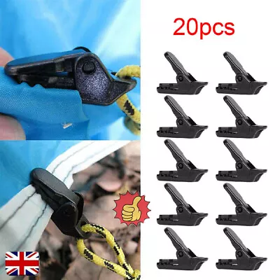 20pcs Awning Tarp Clips Set Buckle Tent Clamp Heavy Duty Black Camping Tool RY • £5.52