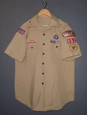 BOY SCOUTS Uniform Shirt BSA #950 Vintage Insignia Scout USA Mens Size Large LG • $9.99