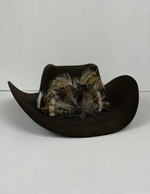 Vintage The Roundup 5X Cowboy Hat Beaver Quality Feather Band Brown • $69.99