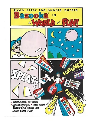 Bazooka Joe Vintage Print Ad  World Of Fun  1991 Comic Strip Various Products • $7.89