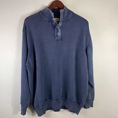 Cabelas Blue Indigo Dyed 100% Cotton Henley Pullover Sweater Mens XL Tall • $24.99