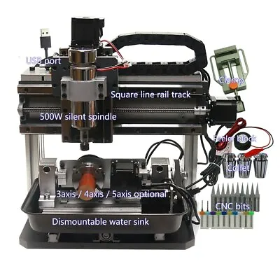 Mini DIY Wood CNC Router 3020 Machine Square Line Rail USB 500W ER11 Spindle • $1149