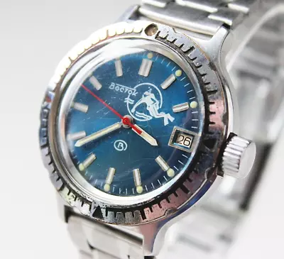 ☭ Vintage Vostok Amphibia  Scuba Dude  Diver 200m Automatic Watch USSR VOSTOK • $89.10