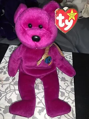 TY Beanie Baby Millennium  Millenium  Bear (1999Retired) With Tag Errors • $1500