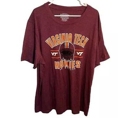 Unisex Size 2X T-Shirt Virginia Tech Hokies Football Maroon Orange Soft Cotton • $14.99