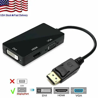 3 In 1 Displayport DP Male To HDMI/DVI/VGA Female Adapter Converter Cable 1080P • $7.88