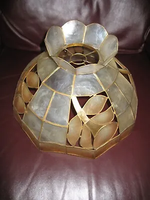  Lovely Vintage Capiz Shell Light Shade With Crown VGC • £14.99