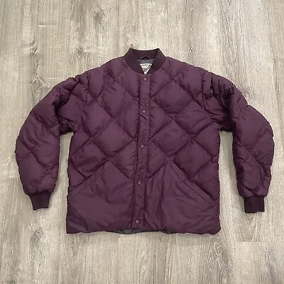 Vtg Cabela's Premier Northern Goose Down Jacket  Puffer Quilted Purple - Large T • $69.99