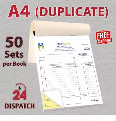 Personalised A4 Duplicate Invoice Books / Receipt Books / NCR Pads Full Colour • £13.80