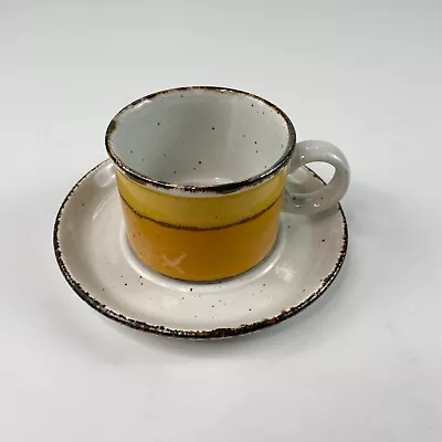 £15.45 • Buy 1 Vtg Stonehenge Midwinter SUN Yellow Orange Flat Coffee Mugs England W/ Saucer