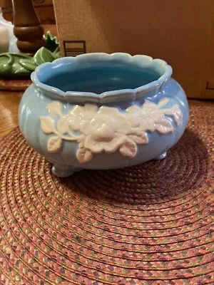 Weller Pottery Blue Cameo Vase Bowl Sneed • $45