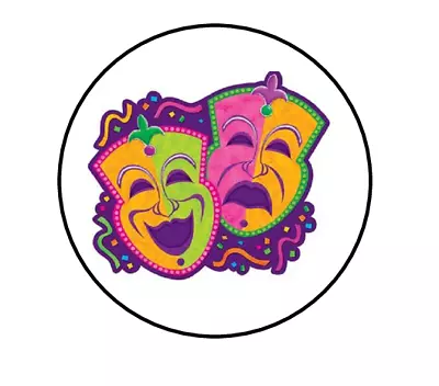 Mardi Gras Drama Masks  Label Envelope Seal Scrapbooking • $2.20