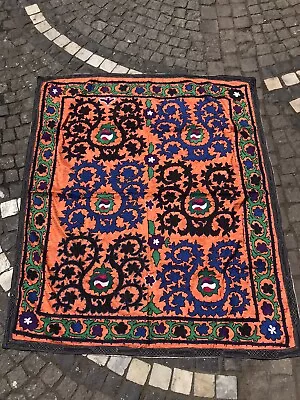 Orange Embroidery Suzani Handmade Uzbek Suzani Tablecloth Home Decorations • $225