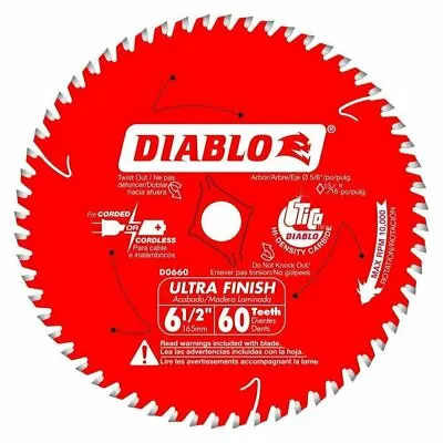 Diablo D0660 Ultra Finish Circular Saw Blade 6-1/2  60 Tooth New • $24