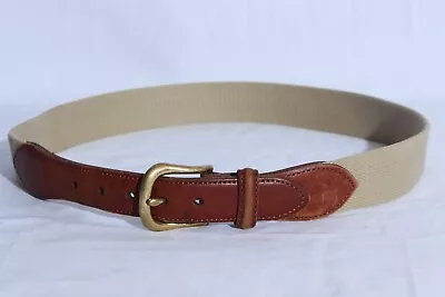 COACH 3880 CANVAS BROWN LEATHER BELT MEN'S 30  75cm SOLID BRASS BUCKLE • $12