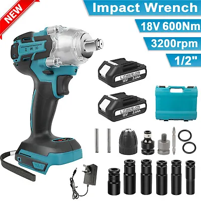 1/2  Cordless Electric Impact Wrench Drill Gun Ratchet Driver Kit For Makita 18V • £46.99