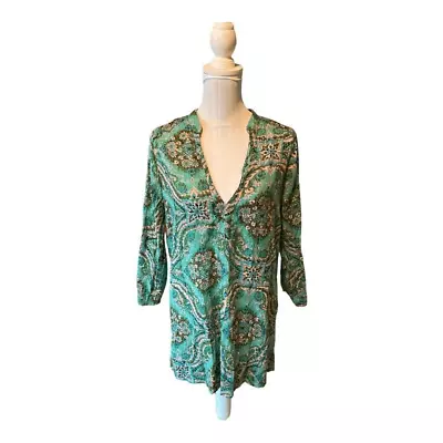 J. Crew Green Flora Print Long Sleeve Tunic Size XS • $19