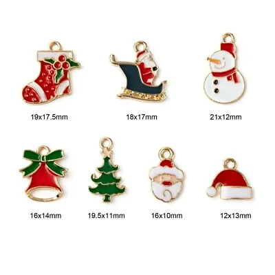 Christmas Enamel Charms Pendants  Jewellery Earrings Making Bracelets • £2.99