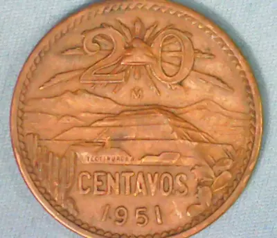 1951 Mexico 20 Centavos - Xf+ / Au- Condition - Free Us / $12.50 World Shipping • $12.50