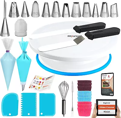 100Pcs Cake Turntable Set - Cake Decorating Supplies Kit With 30 Piping Bags 12 • £23.09