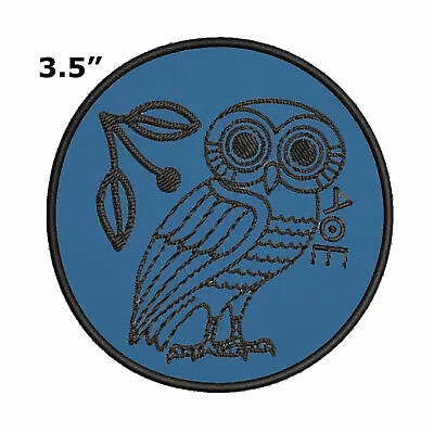 $4.95 • Buy Athenian Shield Owl Logo Embroidered Patch Iron-On Badge Crest Applique Military