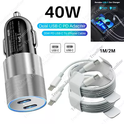 Car Charger USB C Adapter Type C Dual Port Quick Charging Plug For IPhone 13/12 • $12