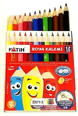 12 Half Size Colouring Pencils. Childrens Party Bag Fillers Stockings Filler. • £2.49