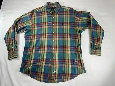 Ralph Lauren Button Down Shirt Plaid Indian Madras Cotton Mens Size L • $17.01