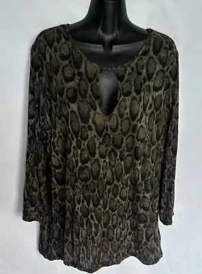 Michael Kors Womens Top Tunic Viscose Blouse Cut Out At Neck L/S Shirt Sz XL • $24.99