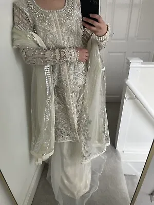 Suffuse White Dress Asian Pakistani Wedding Outfit  • £150