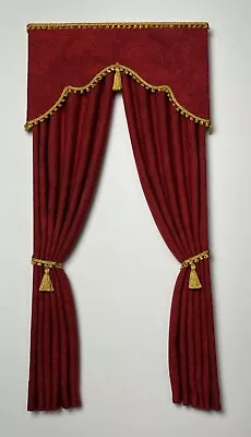 Dark Red  Old World  Dollhouse Curtains  -1:12 Scale • $24.95