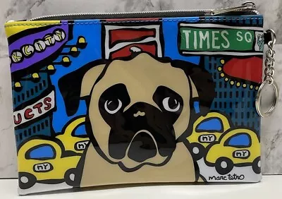 Marc Tetro Make Up/Cosmetic Bag Pouch Pug In Times Square NY Zip Vinyl 8 X 5.5” • $21