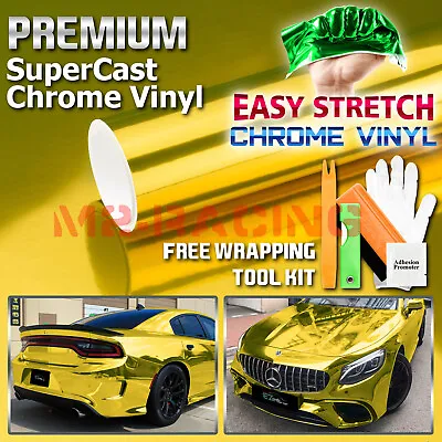 Supercast Chrome Gold Car Vinyl Wrap Easy Stretch Bubble Free Sticker Decal • $11.75