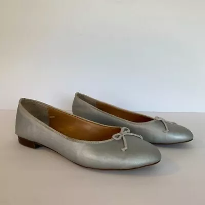 J. Crew Silver Kiki Ballet Flats Size 6 • $36